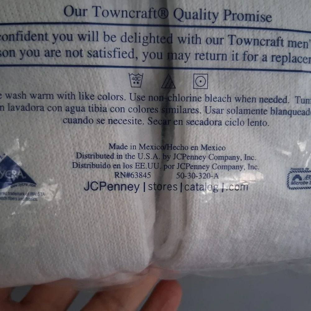 Vtg NOS JCP Towncraft Mens Extended Sz 13-15 Crew Socks 6 Pr White NEW Deadstock